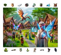 WOODEN.CITY Enchanted Tales Age 15+: Wooden Jigsaw Puzzles for Adults, 1000 Pieces Set with 100 Whimsies, Unique Puzzles for Adults - Premium Quality Wooden Jigsaws (Fantasy Village)