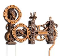WOODEN.CITY Steampunk Gearworks 3D Wooden Puzzle Clock - DIY Wall Clock Model Kit - Build Your Own Clockwork Puzzle with Moving Gears - 288 Parts Mechanical Clock Building Kit for Adults