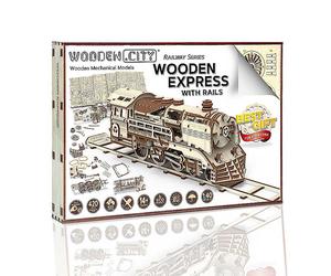 Wooden City Wooden Express with Rails Clear