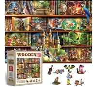 WOODEN.CITY Wooden Jigsaw Puzzle for Adults - 1000 Pieces - “Stories on Every Shelf” Bookcase Scene - Premium Quality Gift for Book Lovers - 54 x 39.5 cm