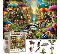 WOODEN.CITY Wooden Puzzle 1000 Pieces Mushroom Wonderland - Premium 1000 Piece Wood Puzzle for Adults with 100 Whimsy Shapes - Made & Designed in EU