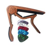 Wooden Classical Flat Guitar Capo for Nylon String Guitars-Rosewood with 5 Picks.