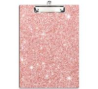 Wooden Clipboard with Metal Clip, 12.5" x 9" Standard A4 Size Clipboards, Designed for Classroom School Teachers Students Kids Woman Nurses Office Use, Rose Gold Glitter