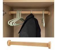 Wooden Closet Rods for Hanging Clothes, Sturdy 40-150cm Adjustable Clothes Hanger Bar with Brackets, Light Wood Finish Wardrobe nizer, Strong Support for Garments