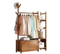 Wooden Clothes Rack with Drawer, Space-Saving Garment Hanger, Stylish Clothing Stand for Living Room, Bedroom, Entryway - Yellow, Functional and Elegant Storage Solution