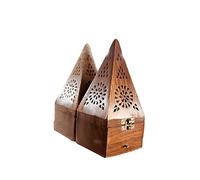 WOODEN COAL TALL INCENSE/OUD/DHOOP CONE/BAKHUR/RESINS/FRANKINCENSE/LOBAAN/MABKHARA BURNER WITH DRAWER