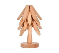 Wooden Coasters, Tree Art for Wood Coasters Set of 4, Natural Wooden Coasters, Tree Shape Coasters with Holder and Base, Creative Foldable Wooden Placemats Housewarming Gif-ts for Home Decoration
