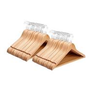 Wooden Coat Hangers, Set of 40, Light Brown, Sturdy Pant Bar, Anti-slip Design, Extrawide Shoulder Design, Rust Free 360° Rotating Hook (40)