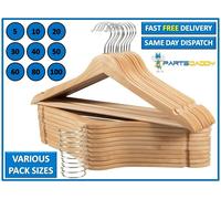 H-line Pack of 20 x Wooden Coat Suit Garment Hangers Wood Wardrobe Hanger with Trouser Bar