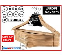 H-line Pack of 20 x Wooden Coat Suit Garment Hangers Wood Wardrobe Hanger with Trouser Bar