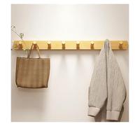 Wooden Coat Rack Wall Mounted, Natural Wood 4 Peg Hooks Hanger for Coats, Towels, Bags, and Robes