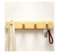 Wooden Coat Rack Wall Mounted, Natural Wood 4 Peg Hooks Hanger for Coats, Towels, Bags, and Robes
