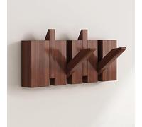 Wooden Coat Rack - Wall Mounted Piano Style Hanger for Coats, Keys, Hats, Robes, and Towels - Sturdy Walnut Finish Wall Hook Organizer