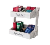Wooden Coffee Bar Accessories and Organizer - Must-Have Coffee Station Organizer for Countertop, Coffee Bar Decor, Syrup Holder, and Condiment Organizer - White Estacion de Cafe para la Cocina