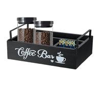 Wooden Coffee Bar Organizer | Coffee Station Organizer Counter Coffee Pod Holder and Condiment Storage Box, Saving Coffee Accessories Organizer