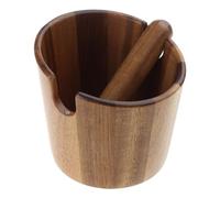 Wooden Coffee Bin with Grinder Waste Container for Espresso Machine - Coffee Grounds Disposal Bucket and Tools for Espresso Residue Cleanup
