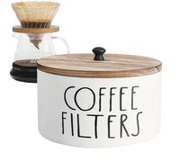 Wooden Coffee Filter, Farmhouse Style Bar Decor, Stylish Coffee Filter Holder with Lid, Kitchen Countertop Organization for Drip Brew, Practical Decorative Accessory for Camping, Travel, Home Use
