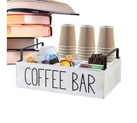 Wooden Coffee Organizer - Coffee Station Storage Tray | Large Countertop Organizer Box For Pods, Creamers, Sugar, Cups, And Stir Sticks, Ideal For Kitchen, And Table Use