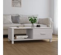 Wooden Coffee Table White 100x55x35 cm Solid Pinewood MDF Drawer & Storage Large