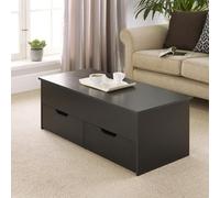 Wooden Coffee Table With Lift Up Top and 2 Large Storage Drawers Home Source Black One Size