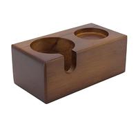 Wooden Coffee Tamper Stand | Beech Wood Tamping Station for 58mm / 51mm / 53mm Portafilters | Stable & Non - Slip Holder with Side Coffee Stick Slot (Brown)
