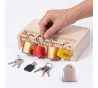 Wooden Cognitive Lock Box for Seniors Hand Coordination Memory Activity Tool