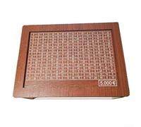 Wooden Coin and Bill Box with Number Counter, Supports Financial Planning and Goal Setting for Children and Adults (5000 light brown)