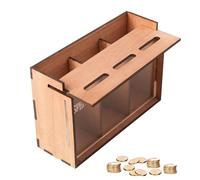 Wooden Coin Bank - Money Storage Box, 3-Section Cash Holder, Decorative Savings Bank | Secure Coin Saver with Removable Dividers for Adults, Children, Home, Dorm, Budgeting Organizer, Stylish Piggy Ba