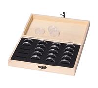 Wooden Coin Storage Box, Coin Collection Box with 20 Compartments and Lock, Coin Capsule Case, Commemorative Coin Storage Box