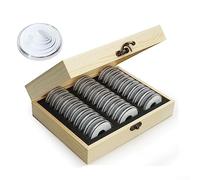 Wooden Coin Storage Box, Coin Collectors Storage Box, Adjustable Capsules Container Holder Protect Gasket Case with Organizer for Collection Supplies,30pcs