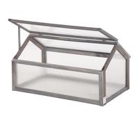 Wooden Cold Frame Greenhouse 90x52x50cm Polycarbonate Grey Garden Plant Box