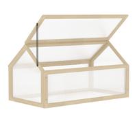 Wooden Cold Frame Greenhouse Garden Polycarbonate Grow House, Natural-Outsunny