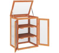 Wooden Cold Frame Greenhouse Natural Wood 58x44x78cm Fir Wood 2-Shelf UV PC Lids