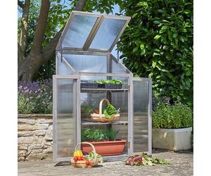 Wooden Cold Frame Greenhouse Timber Growing Plant Vegetable Polycarbonate 3 Tier