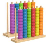 Wooden Color Match Challenge Game, Stacking Puzzle for Family & Adults with 60+ Logic Challenges, Speed & Strategy Game for Game Night Gatherings 2PCS