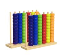 Wooden Color Matching Stacking Puzzle, Fast Pattern Challenge Ring Stack for Adults, Competitive Tabletop Brain Teaser, Cognitive Coordination Strategy Game (2 Packs)