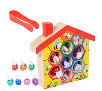Wooden Color Puzzle Game - Bee Hive Sorting Toy, M0ntessori Motor Skill Activity | Parent Child Interactive Educational Set, Early Learning Gift Idea with Grab Tools for Preschool Toddler Over 3 Year