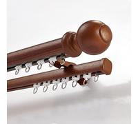 Wooden Color Roman Curtain Track - 7.9ft Ceiling & Wall Mount Rail Double-C Design Room Divider & Privacy Curtain Rod for Living Room Décor