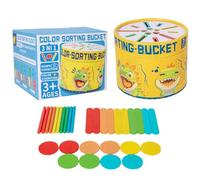 Wooden Color Sorting - Color Sorting Sensory Toys | Toys For 1 2 3 Years Old Boys Girls | Wooden Grouping Colors Bucket | Matching Activities, Preschool Learning Colors Game For Boys Girls