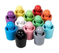 Wooden Color Sorting Cups - Peg Dolls Toy, Learning Game | Natural Wood Material Rainbow Matching Set 3.9x6.6cm Educational Counting Activity Hand Eye Coordination Skill Development Preschool Montesso