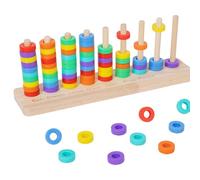 Wooden Color Sorting Stacking Toy - Rainbow Ring Stacker Game For 3+ Years | Educational Sensory Learning Puzzle | Fine Motor Skills Shape Sorter Gift For Kids