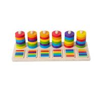 Wooden Color Sorting Stacking with Racks Rings Bead Sequencing Color Matching Toy Educational for Family Fun and Strategy Lovers