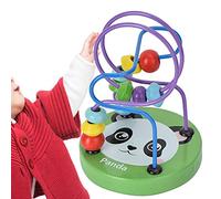 Wooden Colorful Bead Mini Puzzle Toy for Kids Learning Educational Math Toys for Preschool Children, Elephant or Panda or Lion, Wood 9 * 9 * 12cm (Panda)