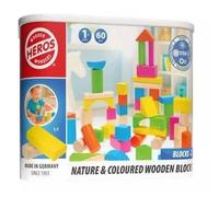 Wooden colorful & natural blocks 60 pcs