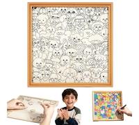 Wooden Coloring Puzzle, DIY Wooden Cat Puzzle Frame, Paintable Creative Handmade Photo Frame, Cat Puzzles Decor for Home Decoration Craft Lover (Dogs-No Pen)