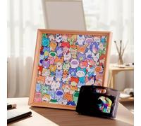 Wooden Coloring Puzzle, Wooden Cat Puzzle with Frame Shaped Paintable Jigsaw DIY Wood Puzzles for Creative Home Display and Personalized Art Craft Decoration with Marker Pen(24 color)