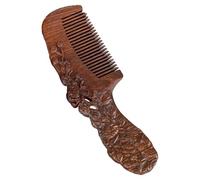 Wooden Comb 7 Inch Peony Carved Fine Tooth Comb Anti-static Detangling Comb No Damage Non-Scratch Massaging Hair Comb for Home, Hotel, Gift Detangling Comb