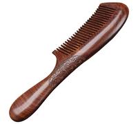 Wooden Comb With Dual-Sided Wide Teeth, Black Sandalwood, Ideal For Scalp Massage And Hair Care