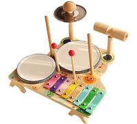 Wooden Compact Drum Set with Multiple Instruments to Improve Creativity and Coordination Safe Baby Musical Instruments