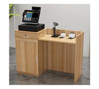 Wooden Comter Desk with DrawersStylish Reception Checkout Counter for Retail Small Front Desk (Size: 120x41.6x80 cm Color: Light Walnut)